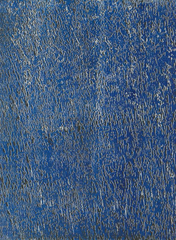 Bleu métallique II, xylographie, 29.2x39.4cm, 2024